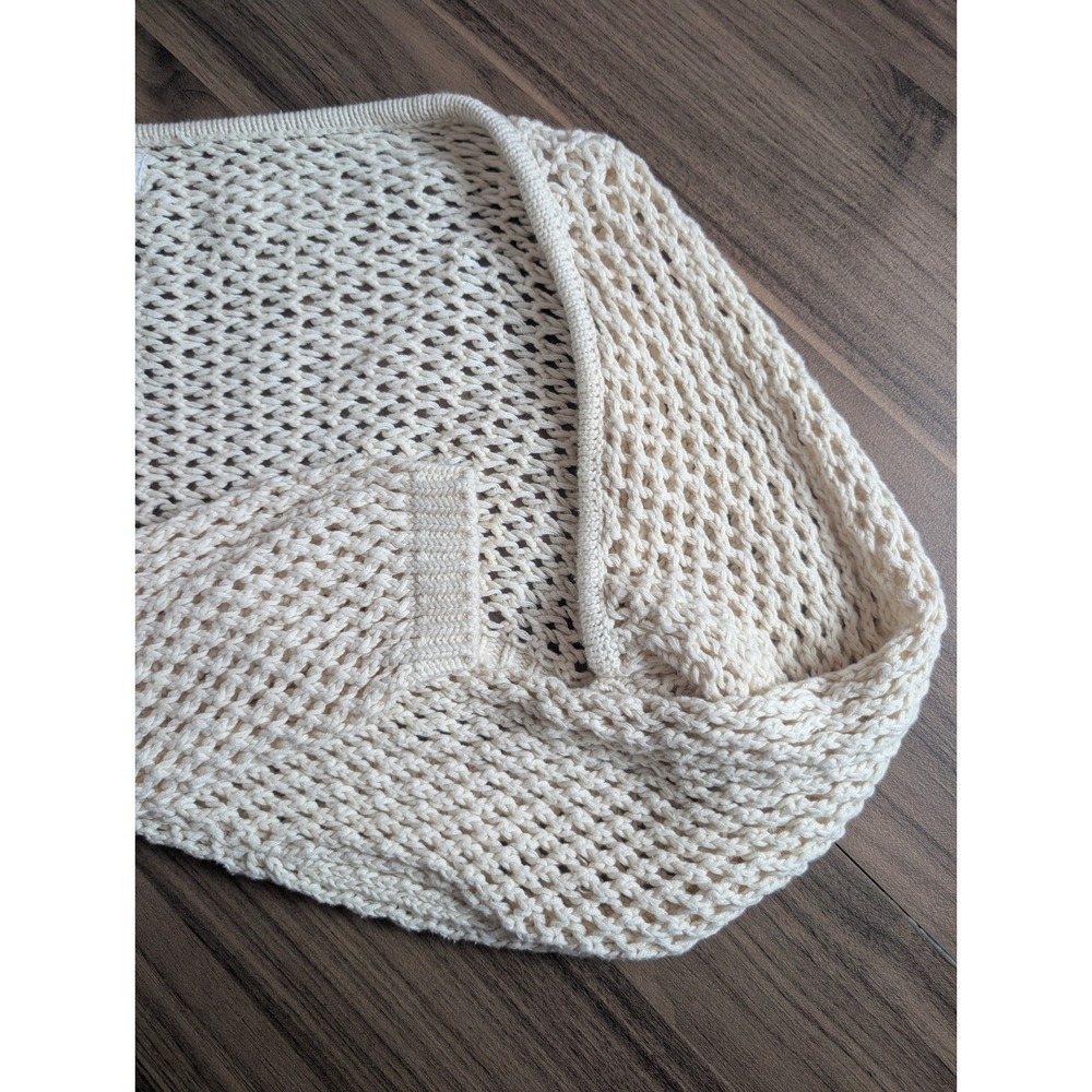 Cotton On Cream Open Knit Cropped Shrug Sweater Bolero Boho Coastal M/L - Picture 6 of 7